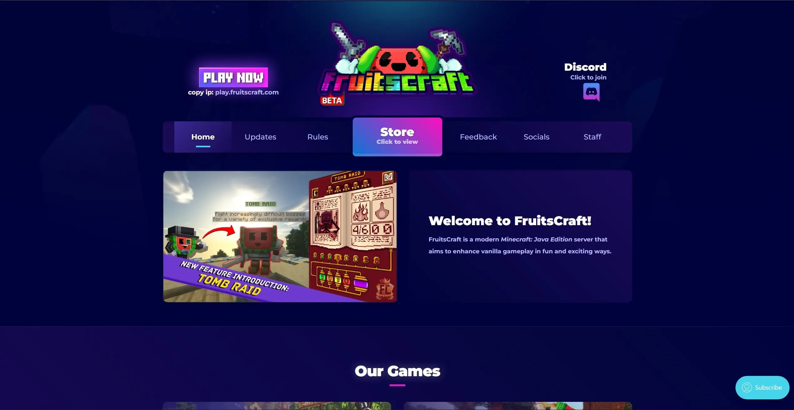 FruitsCraft Website